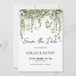 Elegant Eucalyptus Lantern Save the Date Inbjudningar