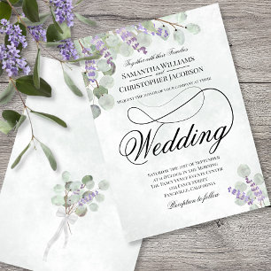 Elegant Eucalyptus & Lavender Sage Grönt Bröllop Inbjudningar