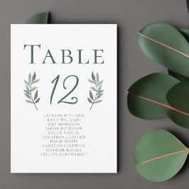 Elegant Eucalyptus Löv Bröllop Bordsnummer Card