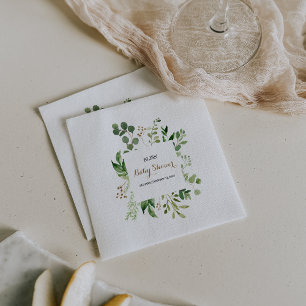 Elegant Eucalyptus Löv Greenery Baby Shower Pappersservett