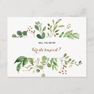 Elegant Eucalyptus Löv Greenery Bridesmaid Inbjudan Vykort