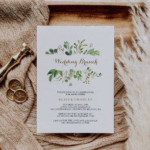 Elegant Eucalyptus Löv Greenery Bröllop Brunch Inbjudningar