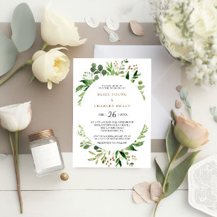 Elegant Eucalyptus Löv Greenery Bröllop Inbjudningar