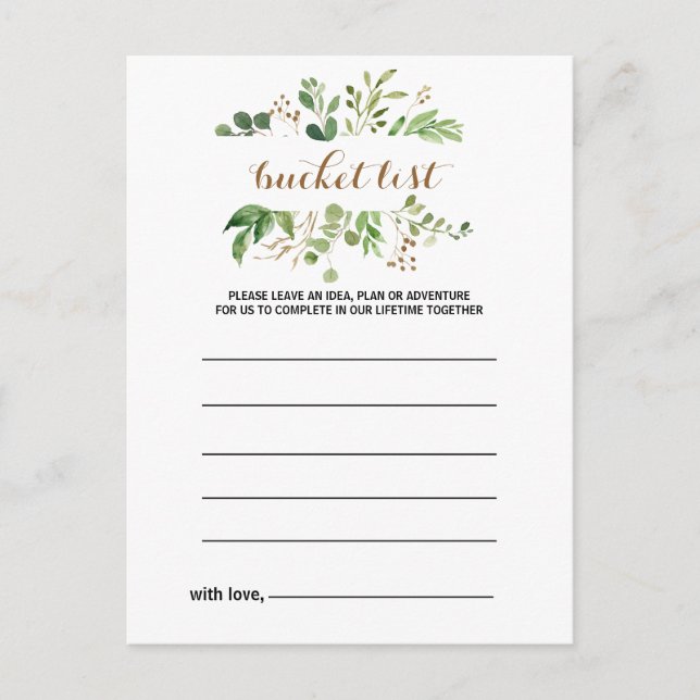 Elegant Eucalyptus Löv Greenery Bucket List Cards Vykort (Framsida)
