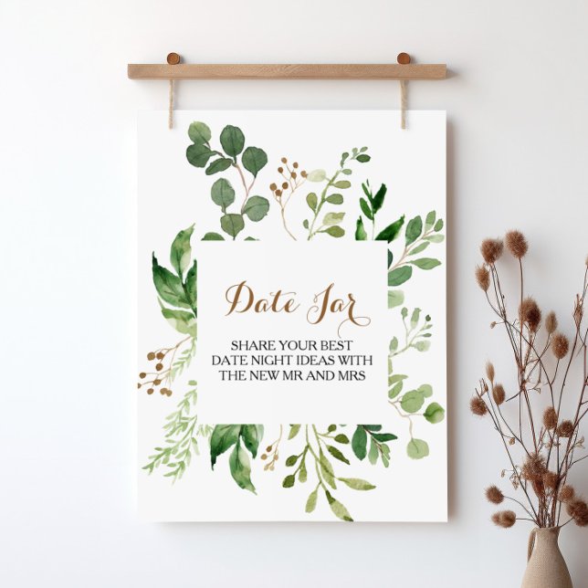 Elegant Eucalyptus Löv Greenery Date Burk Poster (Skapare uppladdad)