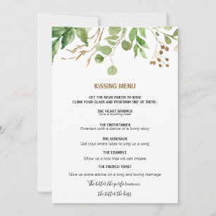 Elegant Eucalyptus Löv Greenery Kissing Menu