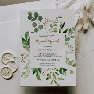 Elegant Eucalyptus Löv Greenery Möhippa Brunch Inbjudningar