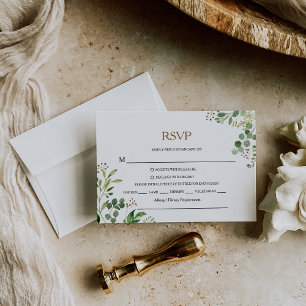 Elegant Eucalyptus Löv Greenery Osa Menu Choice Kort