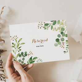 Elegant Eucalyptus Löv Greenery Reserved Sign