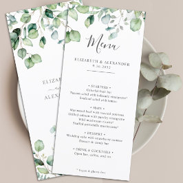 Elegant eucalyptus löv greenery simple bröllop meny