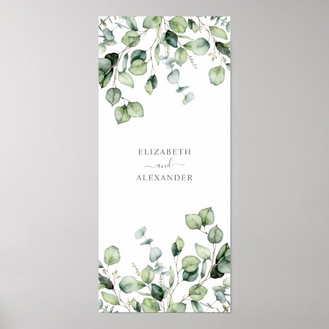 Elegant eucalyptus löv greenery simple bröllop poster (Framsidan)