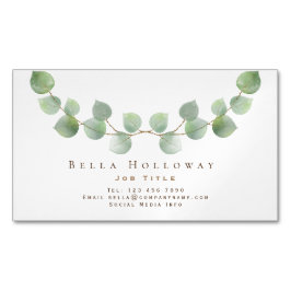 Elegant Eucalyptus Löv Grönt Guld Alla yrken Magnetiska Visitkort