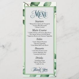 Elegant Eucalyptus Löv Modern Bröllop Menu Meny
