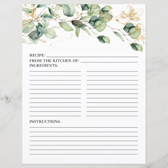 Elegant Eucalyptus Löv Recipe Page (Framsida)
