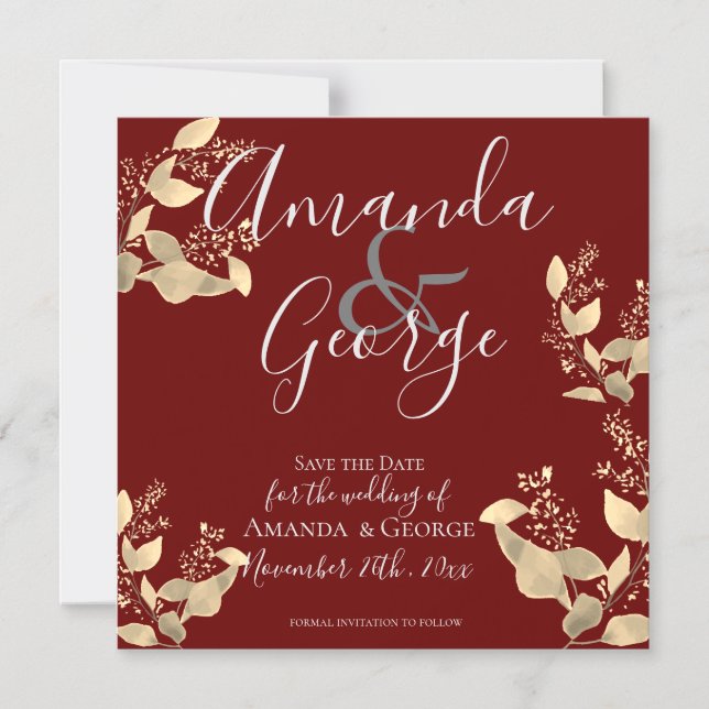 Elegant Eucalyptus Löv Save Date Magnetisk Inbjudningskort (Framsida)