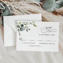 Elegant Eucalyptus Lövs Greenery Bröllop OSA Kort