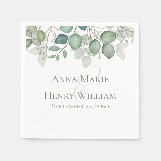 Elegant Eucalyptus Lövs Greenery Foliage Pappersservett (Framsidan)