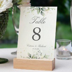 Elegant Eucalyptus Lövs Greenery Guld Bröllop Bordsnummer