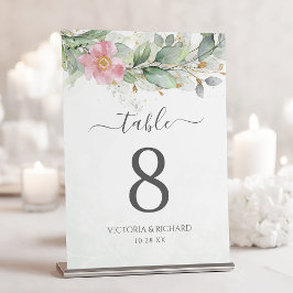 Elegant Eucalyptus Lövs Greenery Guld Bröllop Bordsnummer