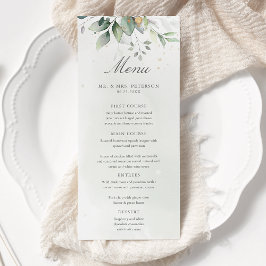 Elegant Eucalyptus Lövs Greenery Guld Bröllop Meny