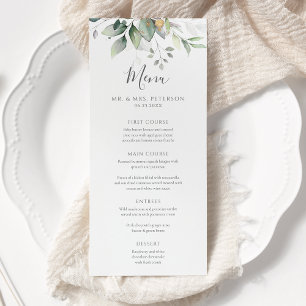 Elegant Eucalyptus Lövs Greenery Guld Bröllop Meny