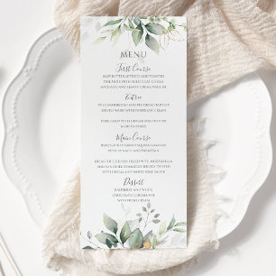 Elegant Eucalyptus Lövs Greenery Guld Bröllop Meny