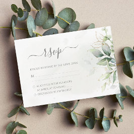 Elegant Eucalyptus Lövs Greenery Guld Bröllop OSA Kort