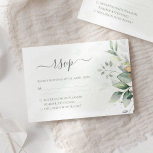 Elegant Eucalyptus Lövs Greenery Guld Bröllop OSA Kort