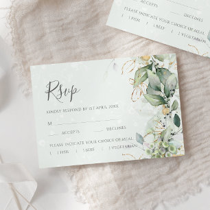 Elegant Eucalyptus Lövs Greenery Guld Bröllop OSA Kort