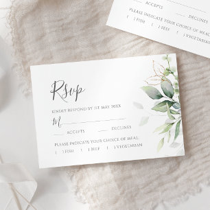 Elegant Eucalyptus Lövs Greenery Guld Bröllop OSA Kort