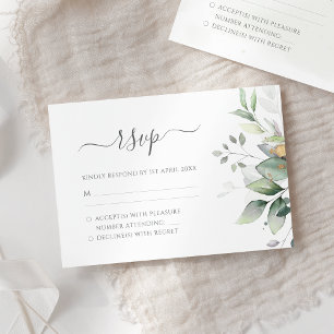 Elegant Eucalyptus Lövs Greenery Guld Bröllop OSA Kort