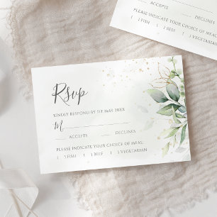 Elegant Eucalyptus Lövs Greenery Guld Bröllop OSA Kort