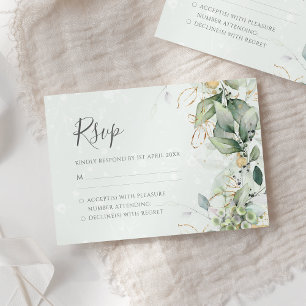 Elegant Eucalyptus Lövs Greenery Guld Bröllop OSA Kort