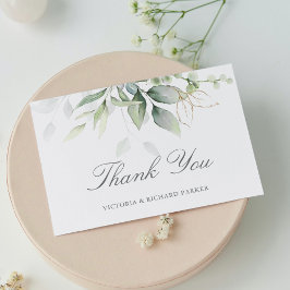Elegant Eucalyptus Lövs Greenery Guld Bröllop Tack Kort