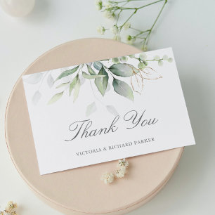 Elegant Eucalyptus Lövs Greenery Guld Bröllop Tack Kort
