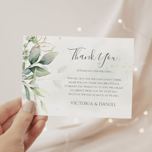 Elegant Eucalyptus Lövs Greenery Guld Bröllop Tack Kort