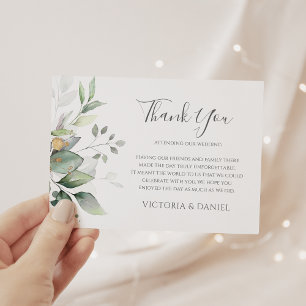 Elegant Eucalyptus Lövs Greenery Guld Bröllop Tack Kort