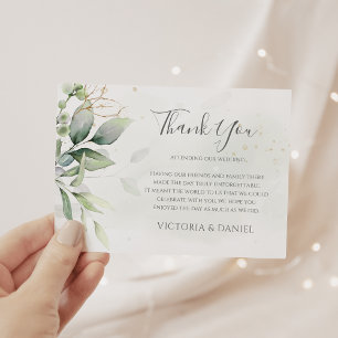 Elegant Eucalyptus Lövs Greenery Guld Bröllop Tack Kort