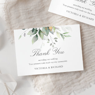 Elegant Eucalyptus Lövs Greenery Guld Bröllop Tack Kort