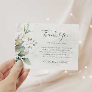 Elegant Eucalyptus Lövs Greenery Guld Bröllop Tack Kort