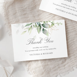 Elegant Eucalyptus Lövs Greenery Guld Bröllop Tack Kort