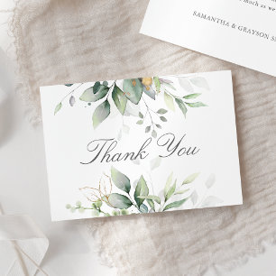 Elegant Eucalyptus Lövs Greenery Guld Bröllop Tack Kort
