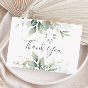 Elegant Eucalyptus Lövs Greenery Guld Bröllop Tack Kort
