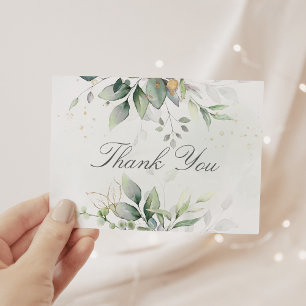 Elegant Eucalyptus Lövs Greenery Guld Bröllop Tack Kort