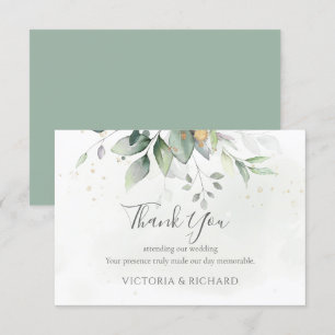 Elegant Eucalyptus Lövs Greenery Guld Bröllop Tack Kort