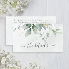 Elegant Eucalyptus Lövs Greenery Guld Bröllop Tilläggskort