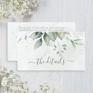 Elegant Eucalyptus Lövs Greenery Guld Bröllop Tilläggskort