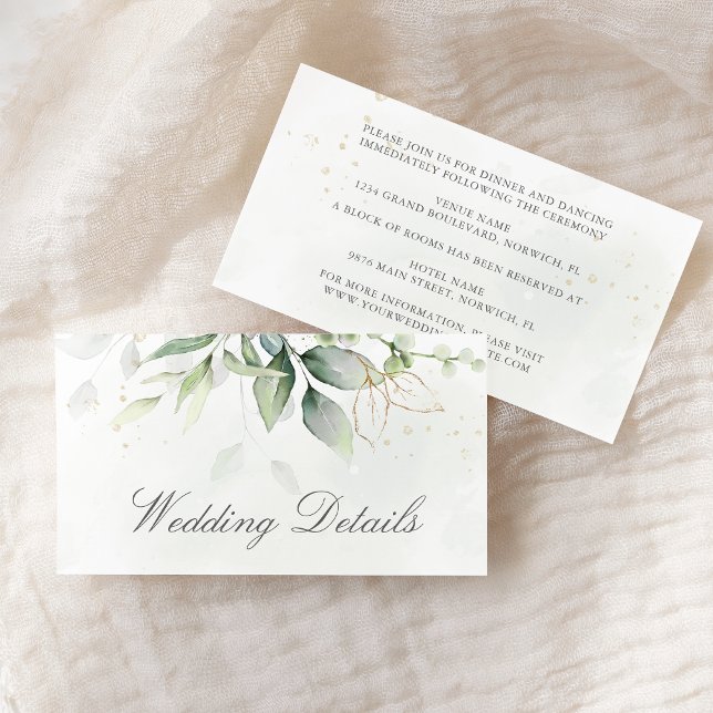 Elegant Eucalyptus Lövs Greenery Guld Bröllop Tilläggskort (Skapare uppladdad)