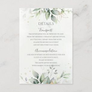 Elegant Eucalyptus Lövs Greenery Guld Bröllop Tilläggskort