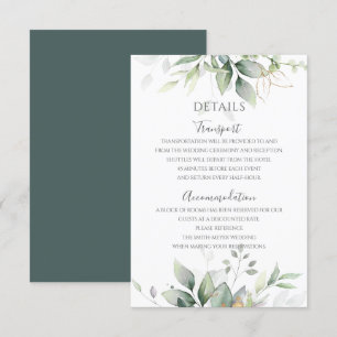 Elegant Eucalyptus Lövs Greenery Guld Bröllop Tilläggskort